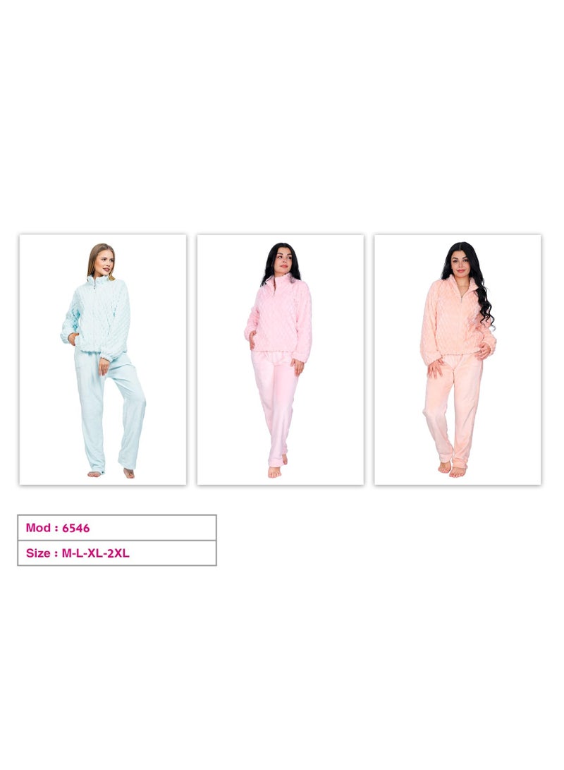 Dadoush Women's winter pajamas made of soft fur, a two-piece women's pajama set for home, comfortable and warm, winter pajamas for women that provide full coverage from Daadoush. - Image 2