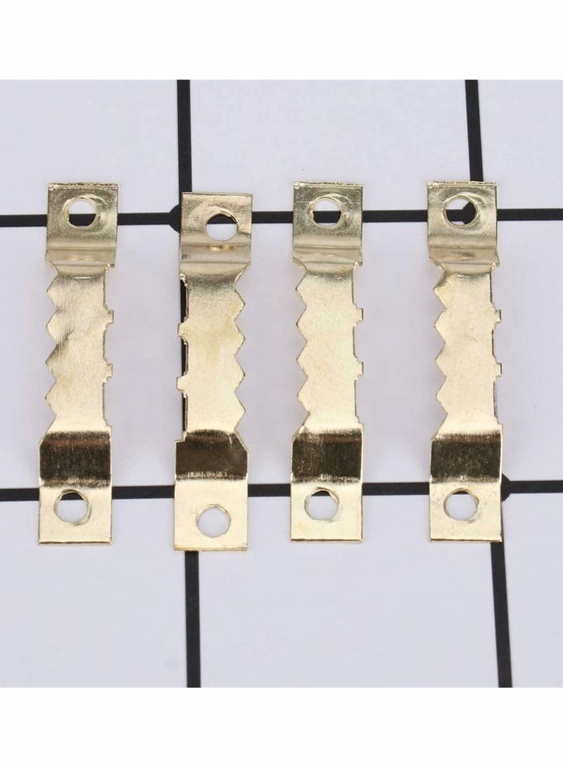 Y&D Sawtooth Picture Hangers With Screws, 100 Pcs Double Hole Photo Frame Hanging Hooks Kit Hardware For Paintings Photos Art, Home Decoration ( Gold ) - Image 2