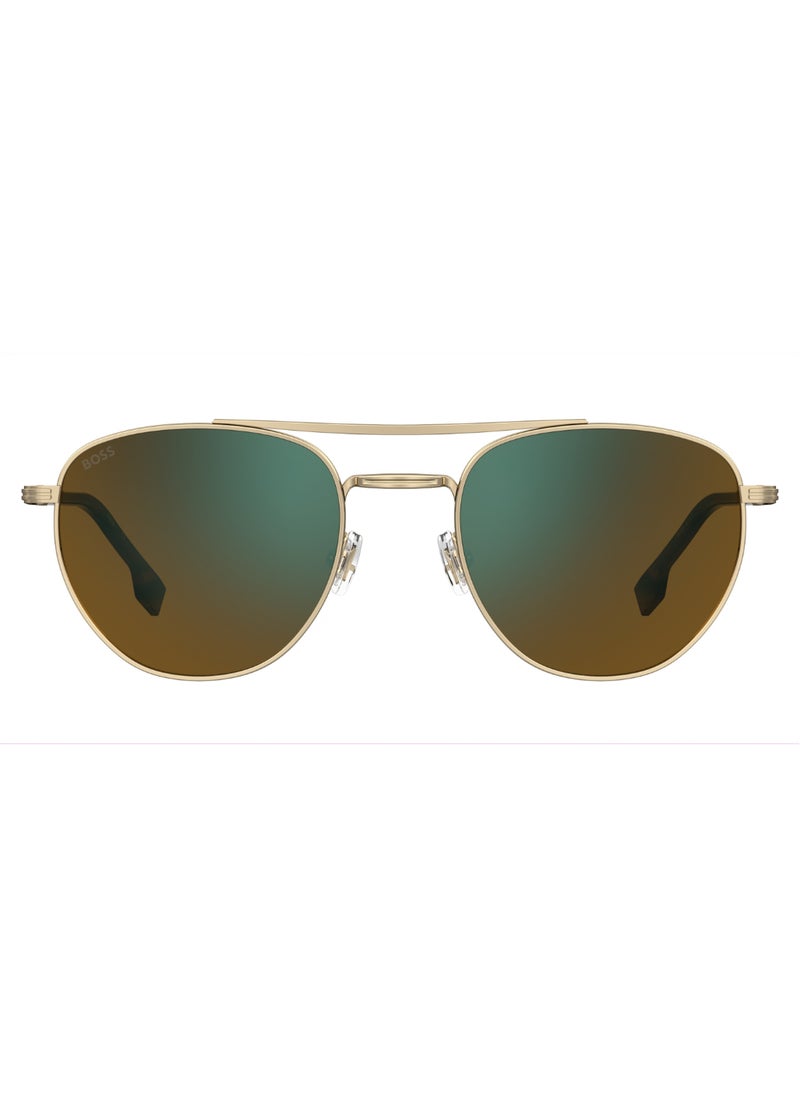 HUGO BOSS نظارة شمسية مستطيلة الشكل للرجال مع حماية من الأشعة فوق البنفسجية BOSS 1631/S GREEN 47 - مقاس العدسة: 46.8 مم - ذهبي  - Image 3