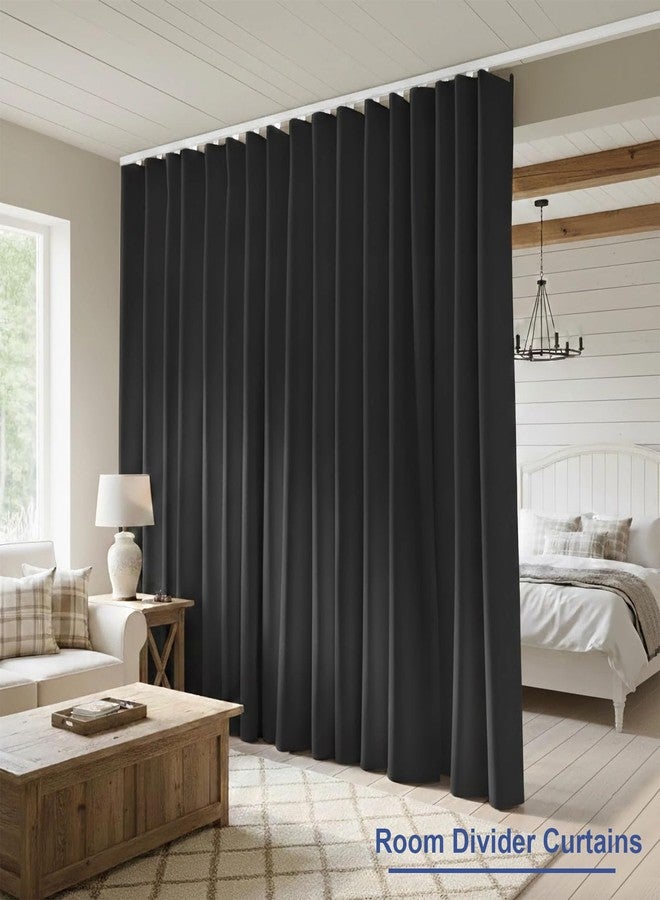 Cbsroro Room Divider Curtains, Blackout Ceiling Track Curtains with Hooks Wall Dividers for Bedroom Living Room Separation Office Privacy Partition, Noise Reduction, W100 × L84 Inch,1 Panel, Black - Image 3