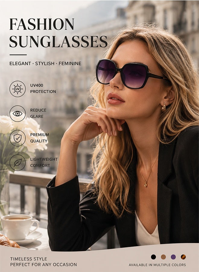 AZorb Sunglasses Women Fashion Modern Women’s Sunglasses with Oversized Geometric Square Frame and Gradient Lens Sun Glasses for Ladies UV Protection Trendy Sunglass for Women Featuring Sculpted Browline - Image 5