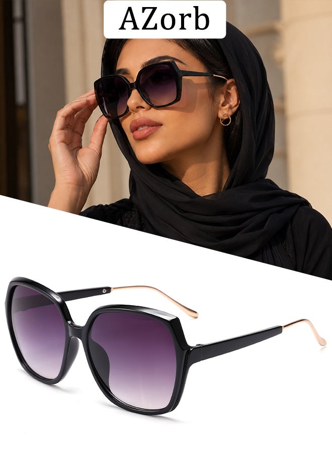 AZorb Sunglasses Women Fashion Modern Women’s Sunglasses with Oversized Geometric Square Frame and Gradient Lens Sun Glasses for Ladies UV Protection Trendy Sunglass for Women Featuring Sculpted Browline - Image 1