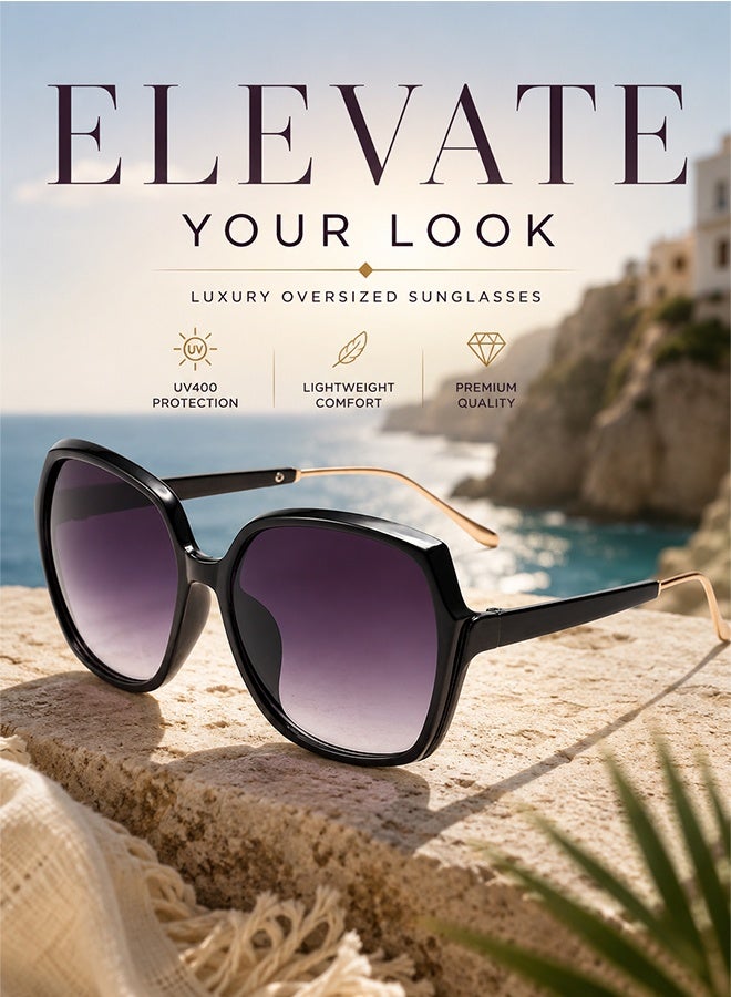 AZorb Sunglasses Women Fashion Modern Women’s Sunglasses with Oversized Geometric Square Frame and Gradient Lens Sun Glasses for Ladies UV Protection Trendy Sunglass for Women Featuring Sculpted Browline - Image 4