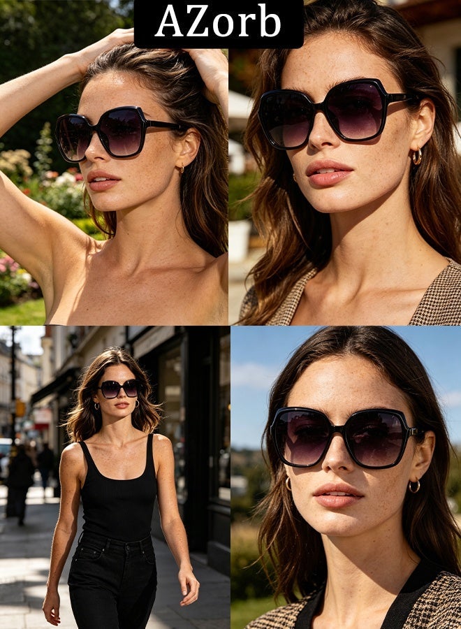 AZorb Sunglasses Women Fashion Modern Women’s Sunglasses with Oversized Geometric Square Frame and Gradient Lens Sun Glasses for Ladies UV Protection Trendy Sunglass for Women Featuring Sculpted Browline - Image 3
