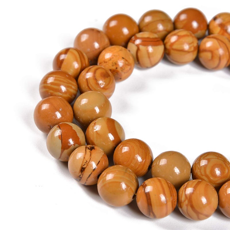 Nancybeads 45pcs 8mm Natural Woodgrain Jasper Gemstone Round Spacer Loose Stone Beads for Jewelry Making 155 1 Strand Woodgrain Jasper 8mm 45Beads