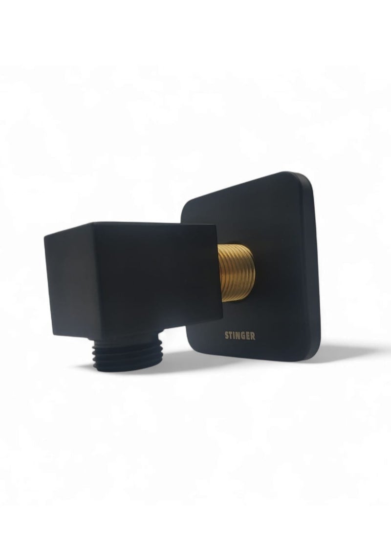 Concealed shower elbow with black sunshade, compatible with most shower and tubing systems. - Image 2