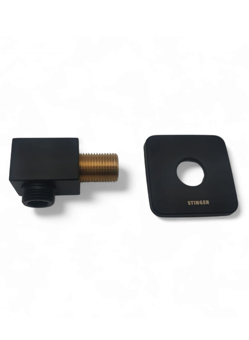 Concealed shower elbow with black sunshade, compatible with most shower and tubing systems. - Image 3