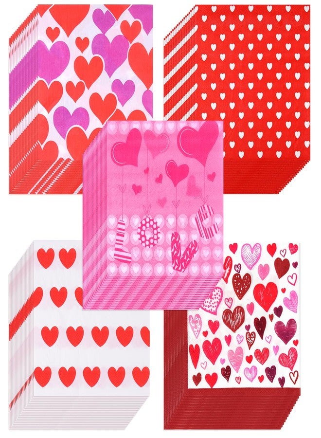 FEPITO 100 Pcs Valentine's Day Napkins Hearts Design Luncheon Napkins for Valentine's Day Decoration,Bridal Shower, Wedding, Birthday Party - Image 1