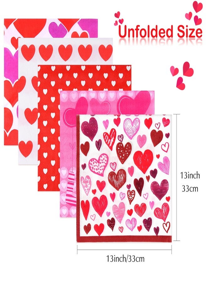 FEPITO 100 Pcs Valentine's Day Napkins Hearts Design Luncheon Napkins for Valentine's Day Decoration,Bridal Shower, Wedding, Birthday Party - Image 2