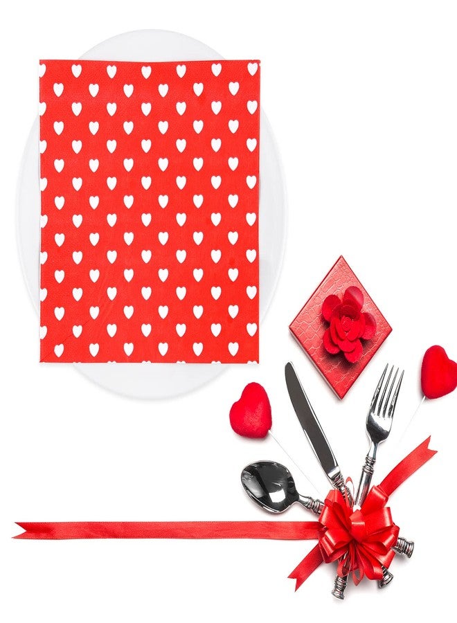 FEPITO 100 Pcs Valentine's Day Napkins Hearts Design Luncheon Napkins for Valentine's Day Decoration,Bridal Shower, Wedding, Birthday Party - Image 5