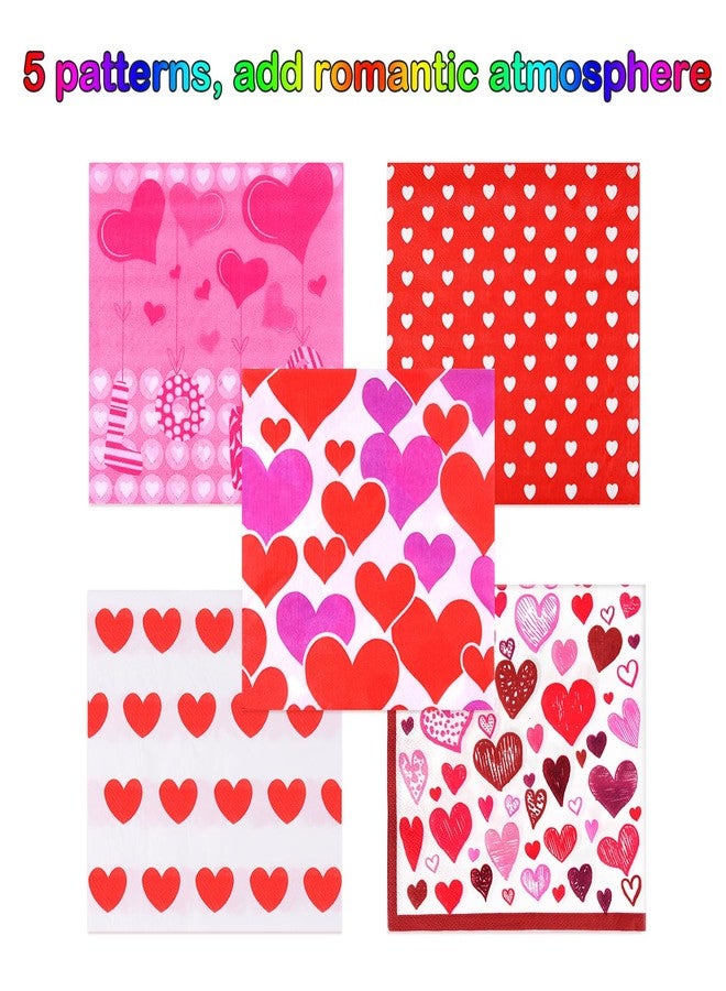 FEPITO 100 Pcs Valentine's Day Napkins Hearts Design Luncheon Napkins for Valentine's Day Decoration,Bridal Shower, Wedding, Birthday Party - Image 3