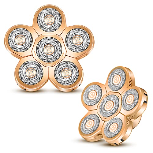 YHAYHO 6 Heads Shaver Replacement Head for Electric Head Shaver 6 Blades 6D Replacement Bald Head Shaver Head Blade 6 Heads Electric Razor Shaver Head(Metallic Color Gold) - Image 1