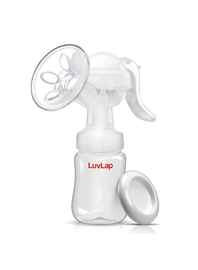 لوفلاب مضخة الثدي اليدوية من لوف لاب، 3 مستويات لضبط الشفط، وسادة تدليك سهلة ومقبض مريح لاستخراج حليب الثدي بسهولة وبدون ألم، خالية من قطعتين من وسادات الثدي، ناعمة ولطيفة، خالية من مادة بيسفينول أ. - Image 1
