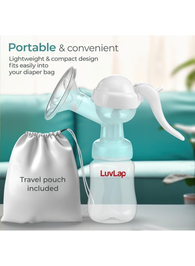 لوفلاب مضخة الثدي اليدوية من لوف لاب، 3 مستويات لضبط الشفط، وسادة تدليك سهلة ومقبض مريح لاستخراج حليب الثدي بسهولة وبدون ألم، خالية من قطعتين من وسادات الثدي، ناعمة ولطيفة، خالية من مادة بيسفينول أ. - Image 5