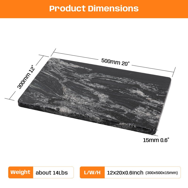 Adolif Natural Black Marble Pastry and Cutting Board, 12x20x0.7 Inch, Heavy for Dough Chocolate, Pack of 1 - Image 3