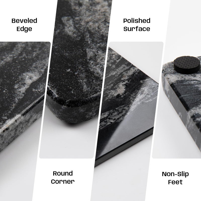 Adolif Natural Black Marble Pastry and Cutting Board, 12x20x0.7 Inch, Heavy for Dough Chocolate, Pack of 1 - Image 4