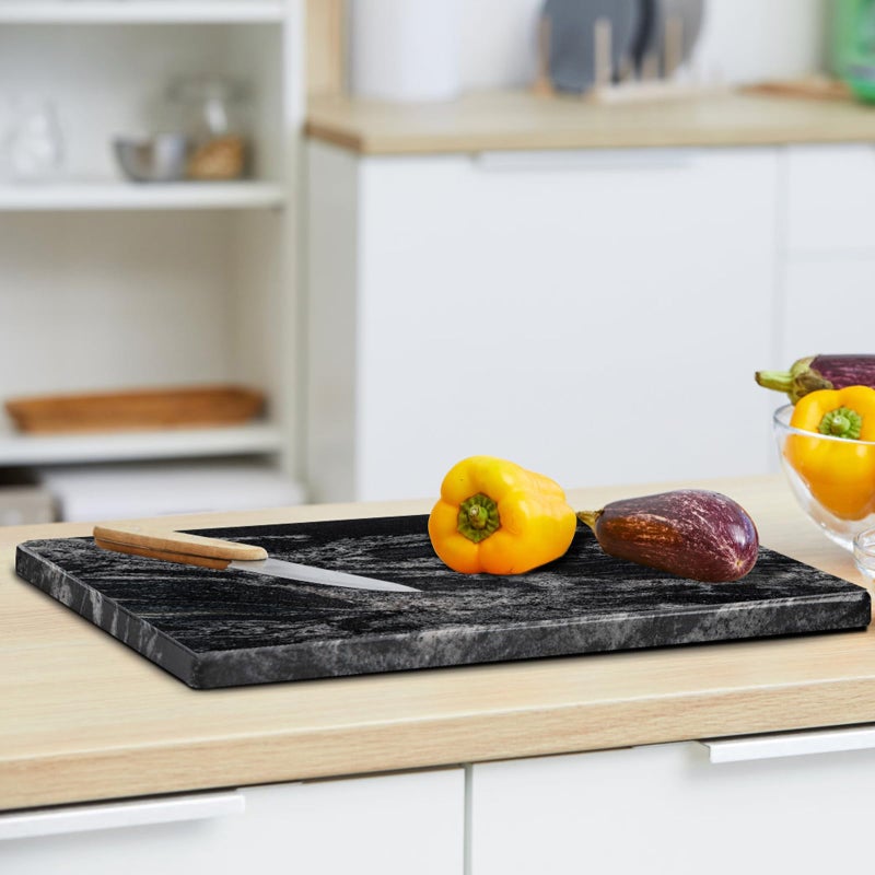 Adolif Natural Black Marble Pastry and Cutting Board, 12x20x0.7 Inch, Heavy for Dough Chocolate, Pack of 1 - Image 2