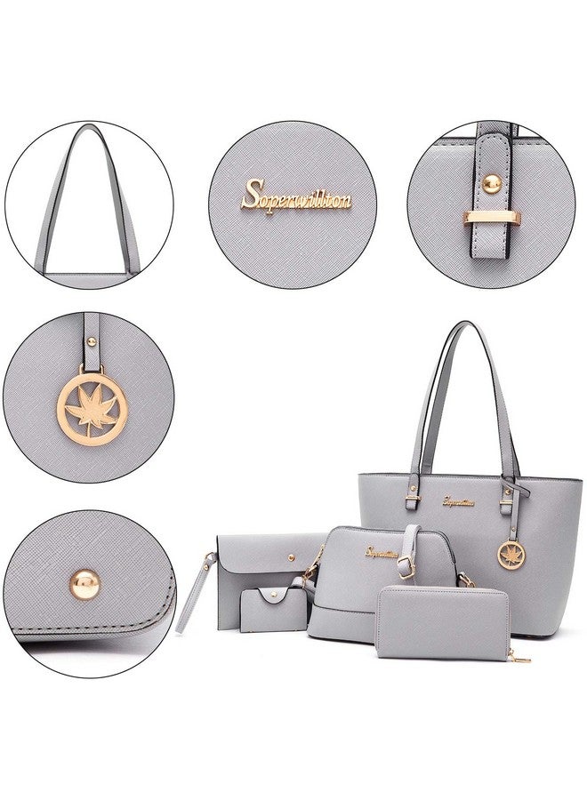 Soperwillton Handbag for Women Wallet Tote Bag Shoulder Bags Top Handle Satchel 5pcs Purse Set - Image 2