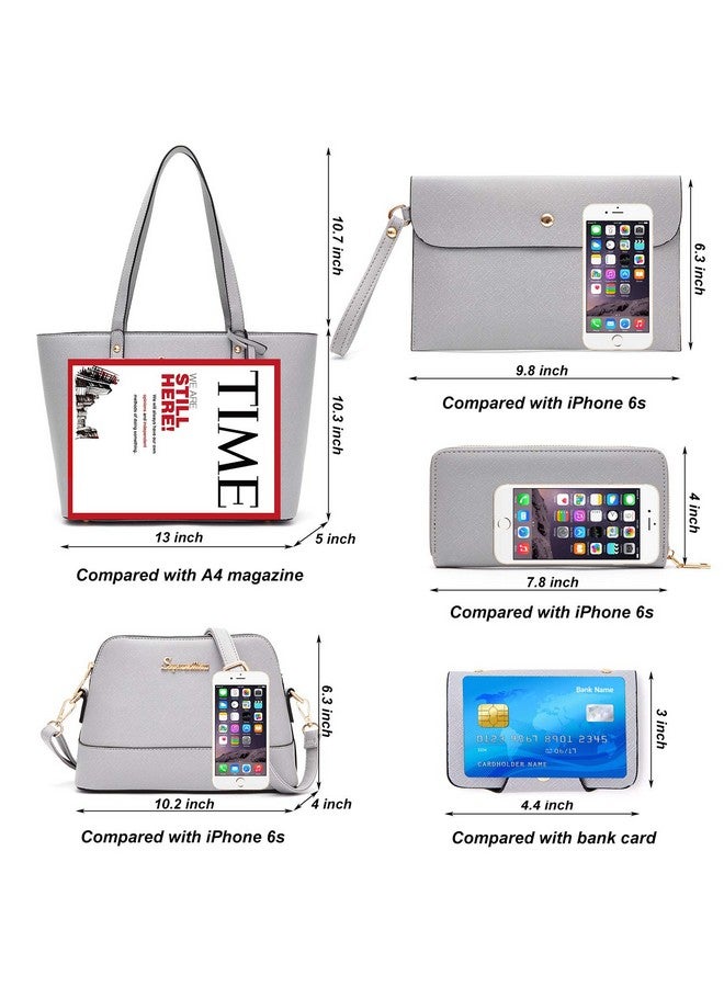 Soperwillton Handbag for Women Wallet Tote Bag Shoulder Bags Top Handle Satchel 5pcs Purse Set - Image 3