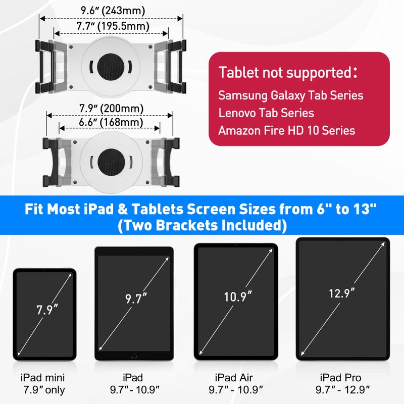 AboveTEK Retail Kiosk iPad Stand, 360Â° Rotating Commercial POS Tablet Stand, Fits 6"-13" (Screens) iPad mini Pro-Business Swivel Tablet Holder, for Store Office Reception Kitchen Desktop (White) - Image 3