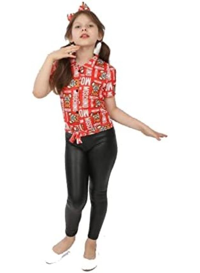 Girls Winter Leggings - Girls' Lycra Disco Leather Pants - Black Padded - Image 4