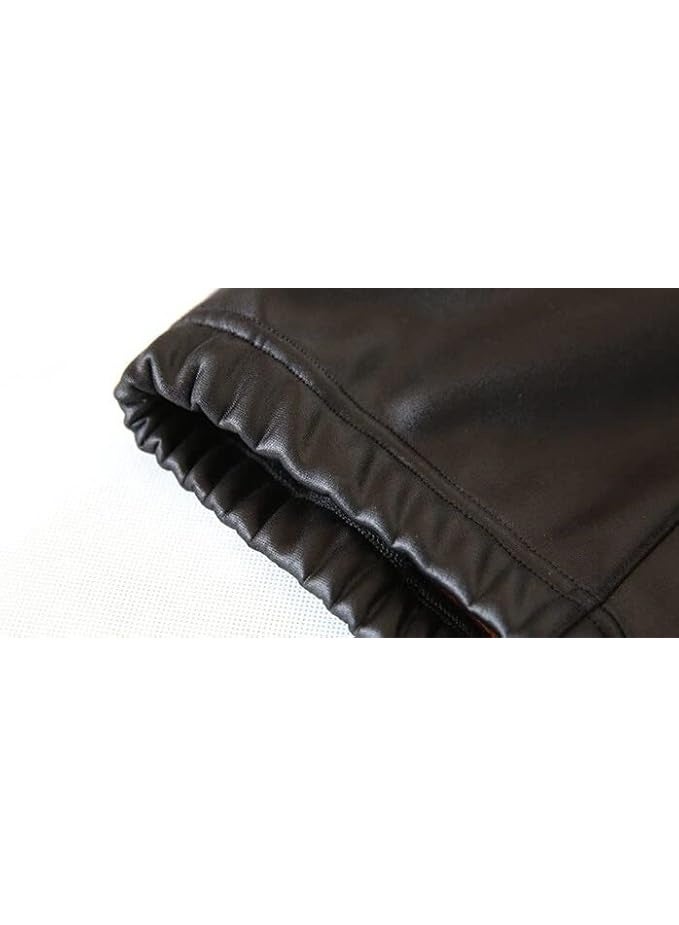 Girls Winter Leggings - Girls' Lycra Disco Leather Pants - Black Padded - Image 2