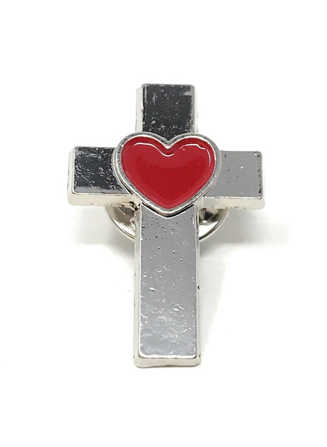 Funiverse Bulk 50 Pack Deluxe Chrome Cross With Heart Accent Lapel Pins - Perfect Christian Fashion Accessory Or Decorative Jewelry Item For Men And Women - Wear Your Faith Proudly - Image 3