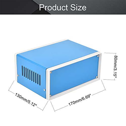 Fielect Metal Enclosure Project Case Electronic Enclosure Blue Project Enclosure Box DIY Case Enclosure Junction Case, 6.69" x 5.12" x 3.15" - Image 2