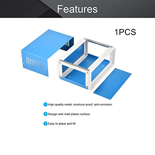 Fielect Metal Enclosure Project Case Electronic Enclosure Blue Project Enclosure Box DIY Case Enclosure Junction Case, 6.69" x 5.12" x 3.15" - Image 3