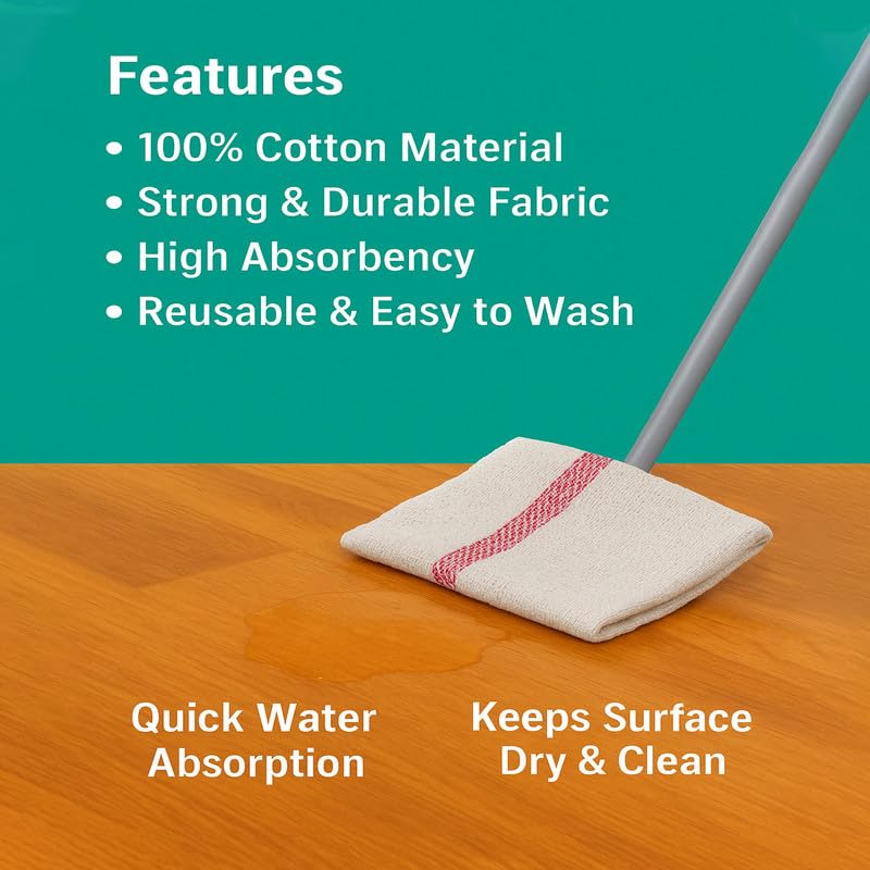 Flere 100% Cotton Floor Cleaning Pocha – High Absorbency & Durable Reusable Cloth, 24" x 24" Multipurpose Mop Cloth (Pack of 6) - Image 5