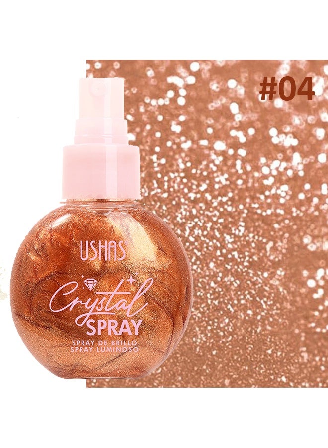 Ushas Crystal Spray,Body Glitter Spray for Hair and Body Shimmer Long Lasting Glitter Hairspray Glow Non-Sticky Sparkling Face Glitter Makeup for Party Rave Clothes Prom Music Festival Accessories, #03 - Image 2