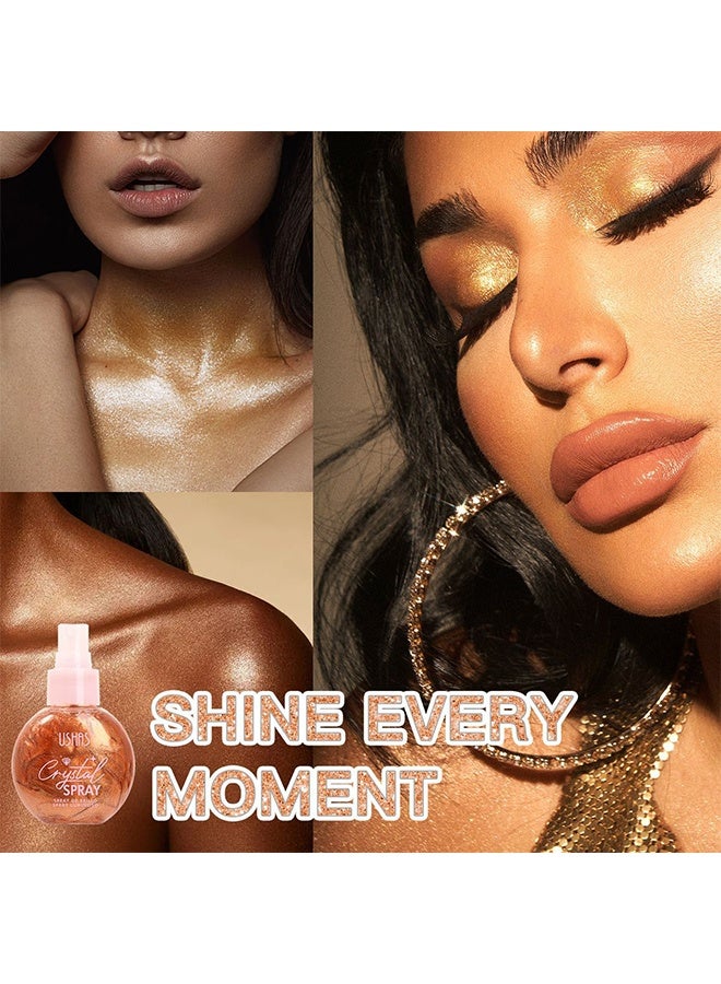 Ushas Crystal Spray,Body Glitter Spray for Hair and Body Shimmer Long Lasting Glitter Hairspray Glow Non-Sticky Sparkling Face Glitter Makeup for Party Rave Clothes Prom Music Festival Accessories, #03 - Image 3