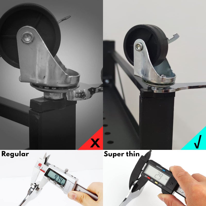 BILITOOLS مجموعة مفاتيح بيلتولز فائقة النحافة، 9 قطع، مجموعة مفاتيح مفتوحة مترية، تشمل 5.5، 7، 8، 9، 10، 11، 12، 13، 14، 15، 16، 17، 19، 21، 22، 23، 24، 27 مم، مجموعة مفاتيح مسطحة فائقة النحافة مع صندوق تخزين - Image 4