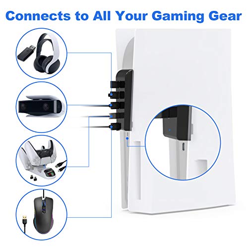 NexiGo PS5 4 Ports USB Hub, [Minimalist Design], High-Speed Data Transfer, Fast Charging Ports for DualSense Controller, Splitter Expander for PlayStation 5 Disc & Digital Edition - Image 3