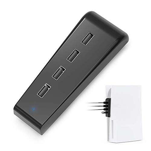 NexiGo PS5 4 Ports USB Hub, [Minimalist Design], High-Speed Data Transfer, Fast Charging Ports for DualSense Controller, Splitter Expander for PlayStation 5 Disc & Digital Edition - Image 1