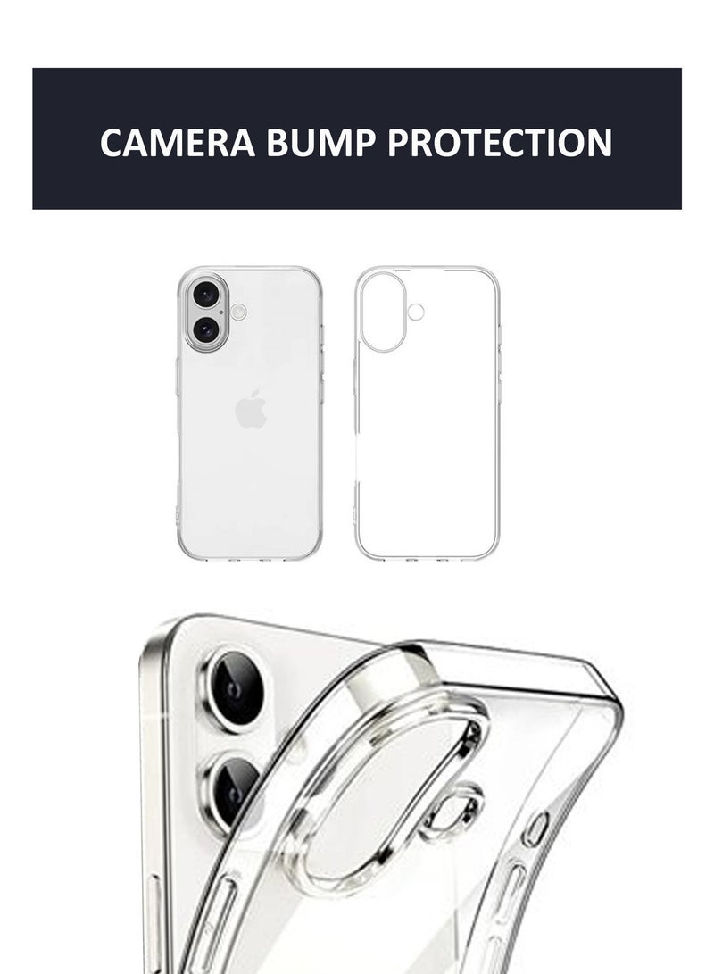 NAFCO For iPhone 16 Plus  - Transparent Silicone Drop-Proof Clear Protective Phone Cover - Transparent - Image 4