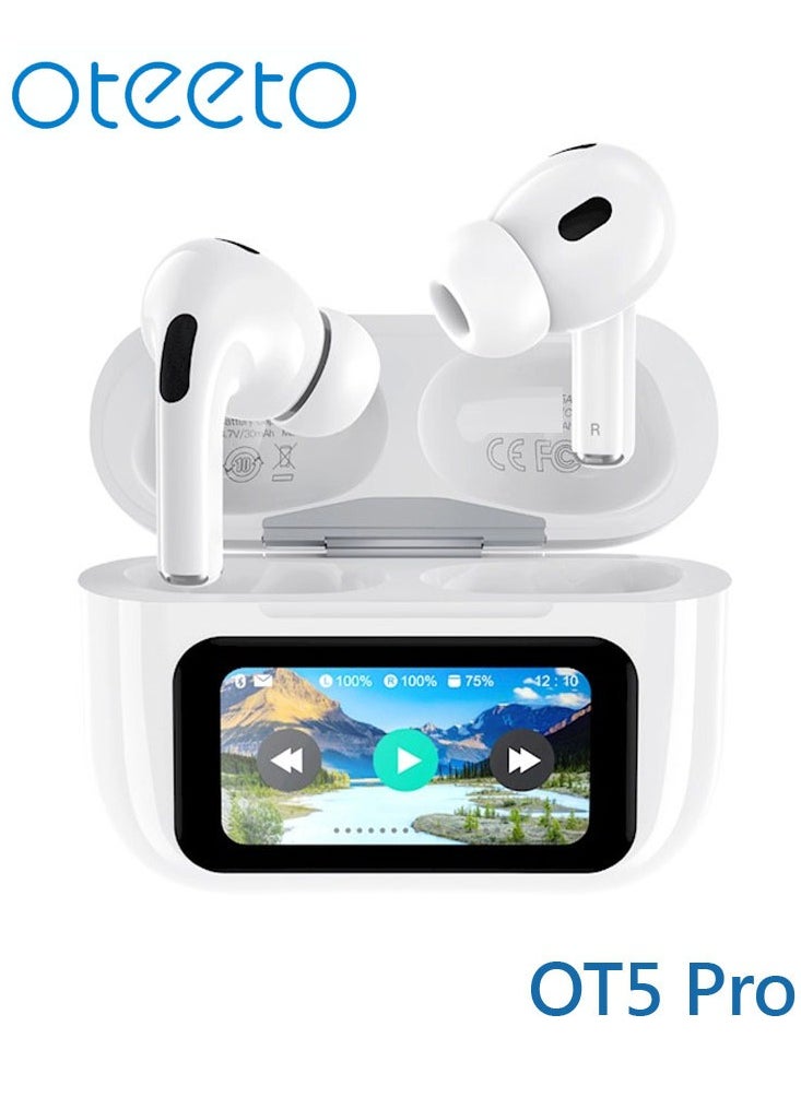 Oteeto Oteeto OT5 Pro Wireless Eabuds With Smart Diplay Hi-Fi Sound Quality and Noise Cancellation Designed For iPhones and iPads  - Image 1