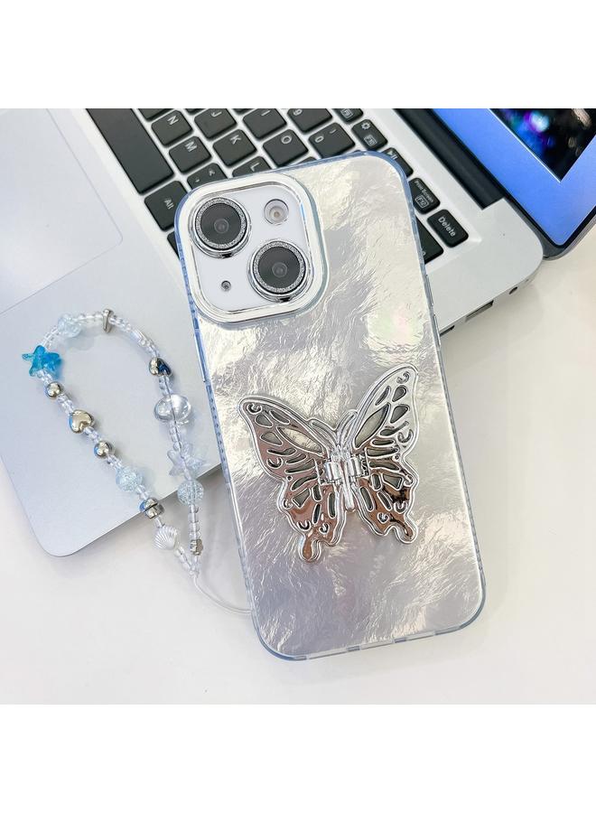 إيروريكس جراب لهاتف iPhone 13 مع حزام معصم وغطاء عدسة لامع وملمس وحامل فراشة - Image 1