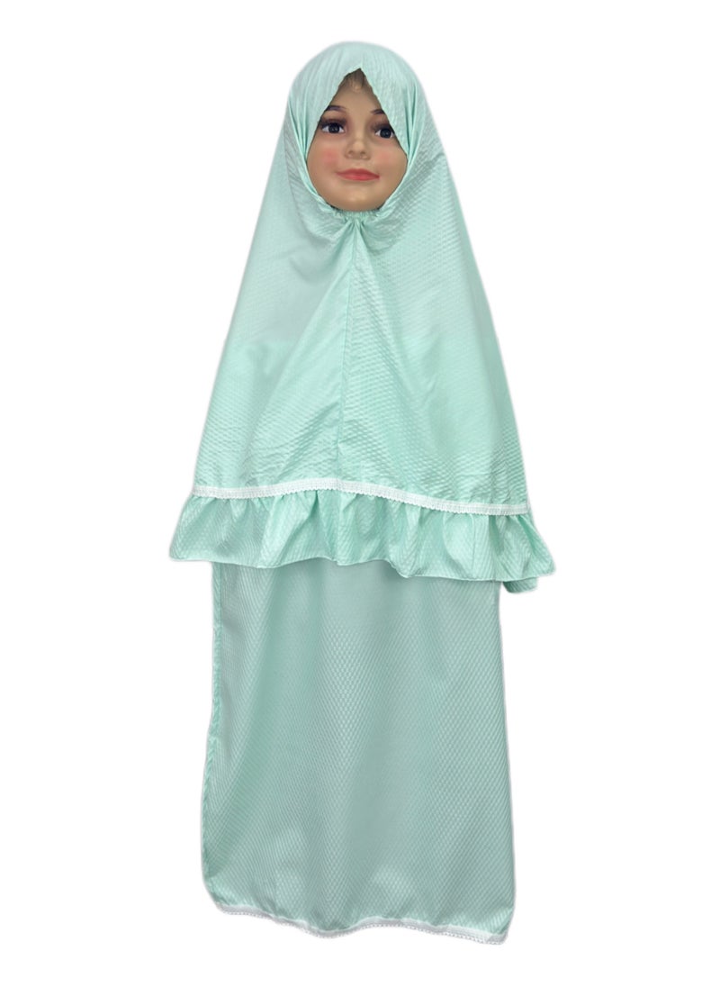 City Rose Islamic Girls Pray khimar 2 Pieces Sets Cotton Dress Hijab Abaya Floral Suit  - Image 1