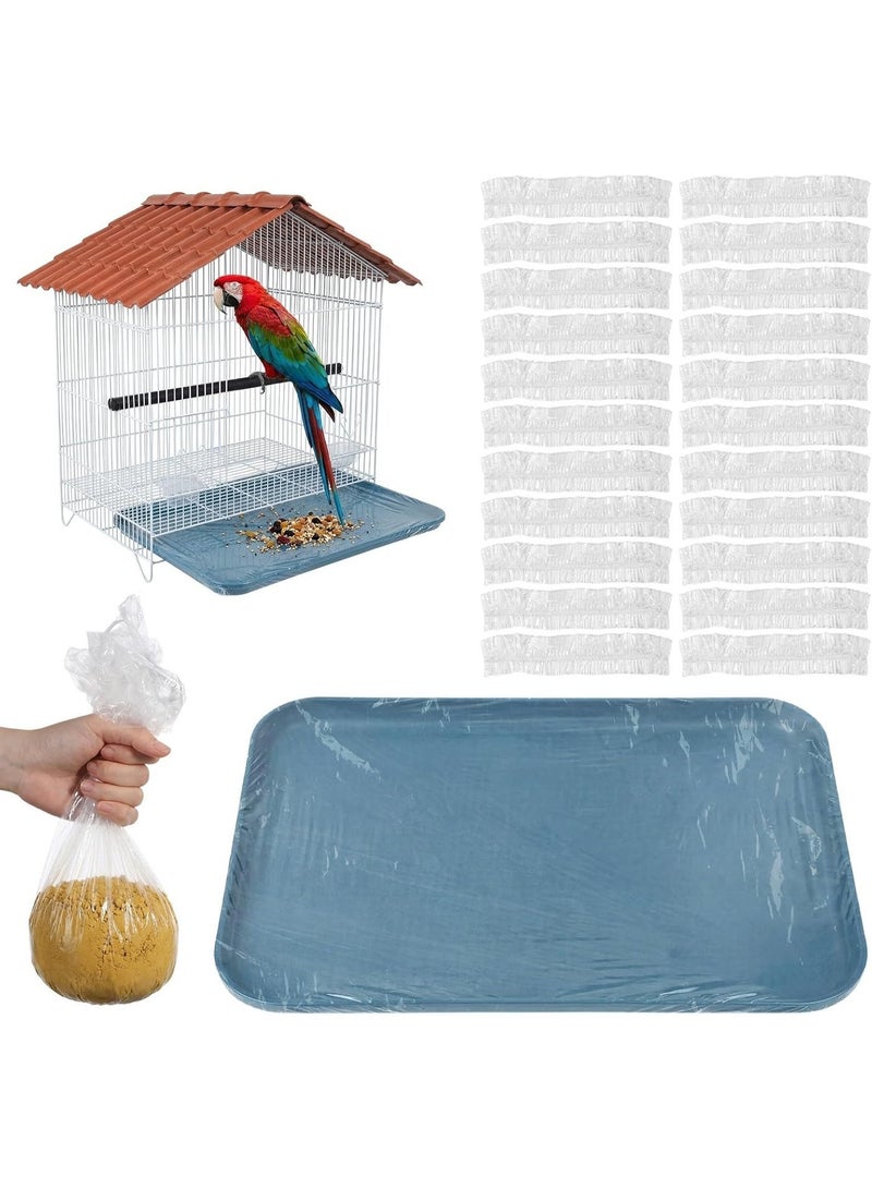 50Pcs Disposable Bird Cage Liners Elastic Small Animal Cage Tray Cover Film for Hamster Parrot Canary Guinea Pig Pet Waste Cleaning Mats (Fits Up to 40x30cm) - Image 1