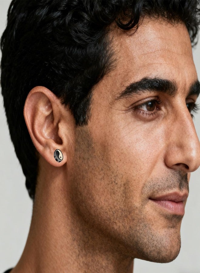 Buildcon Magnetic Earrings, Non Piercing Earrings for Men and Women, Stylish Magnetic Studs for Sensitive Skin, Fashion Accessories for men and Special Occasions, 10x10mm Metal Design - Image 2