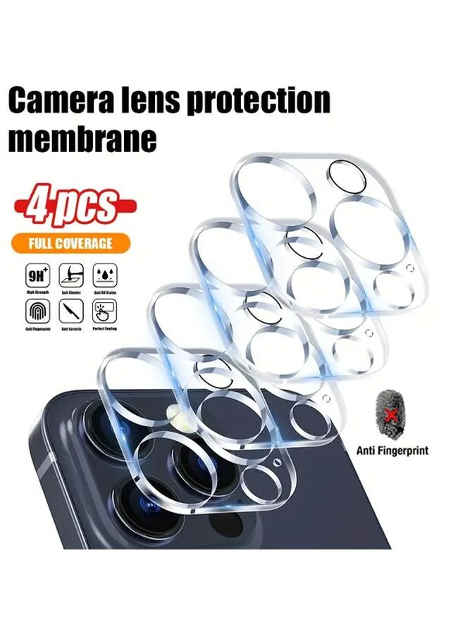 4pcs Transparent Tempered Glass Lens Protector for iPhone 16 Camera Protection - Image 1