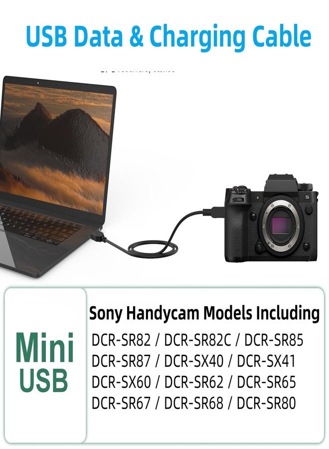 Koffmon 6FT Mini USB Data & Charging Cable for Sony Handycam - Compatible with DCR-SR82, SR85, SR87, SX40, SX41, SX60, SR62, SR65, SR67, SR68, SR80 - 2-in-1 Extra Long Multi-Function Cord - Image 5