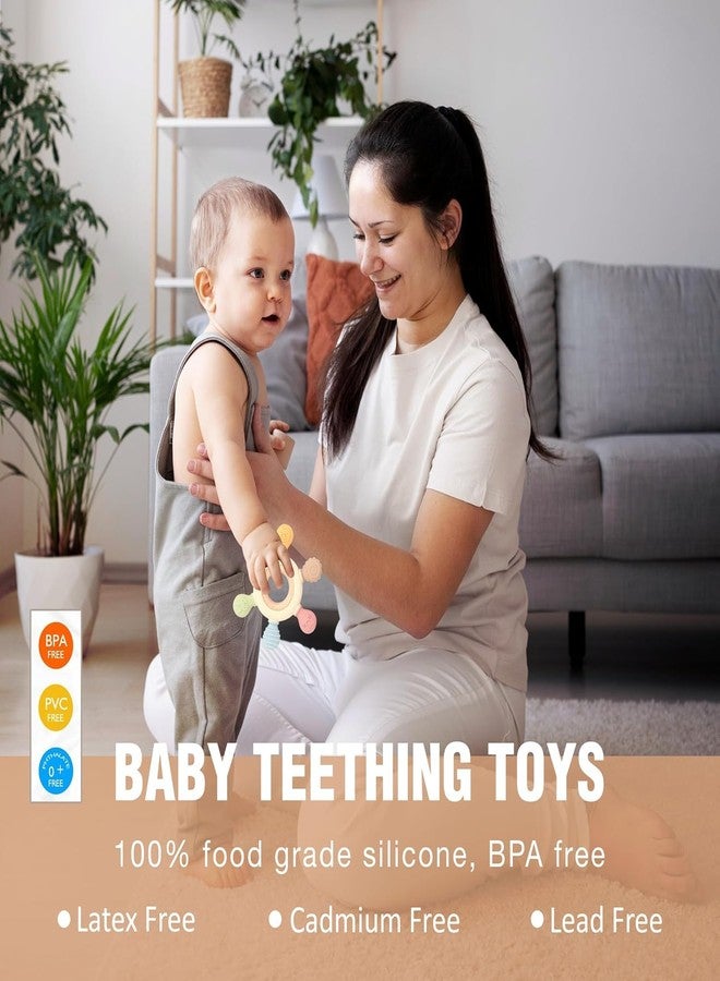 Defflo Baby Teething Toy for 1 to 18 Months, BPA Free Baby Teether Sensory Toys for Babies 3-6 Months, Newborn Infant Toys, Gifts for 1 One Year Old Baby Boys Girls (Multicolor) - Image 3
