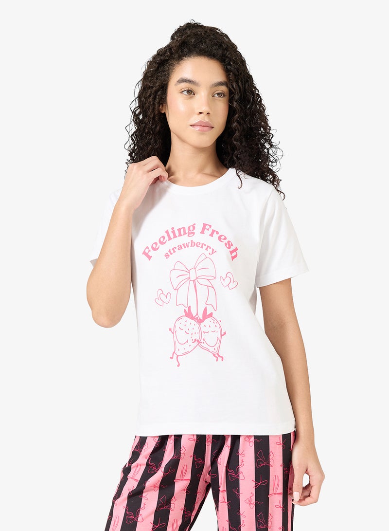 جينجر طقم بيجامة وتيشيرت بطبعة قلب من القطن - Image 3