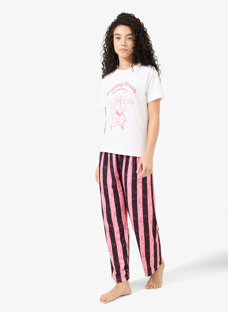 جينجر طقم بيجامة وتيشيرت بطبعة قلب من القطن - Image 5