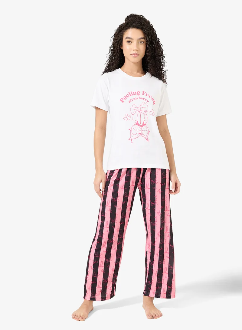 Ginger Cotton Heart Print T-shirt & Pyjama Set