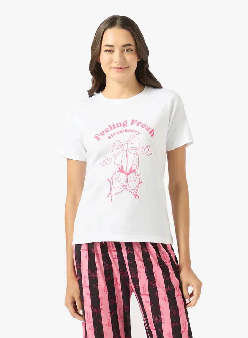 Ginger  Cotton Heart Print T-shirt & Pyjama Set for Women | Best Price UAE
