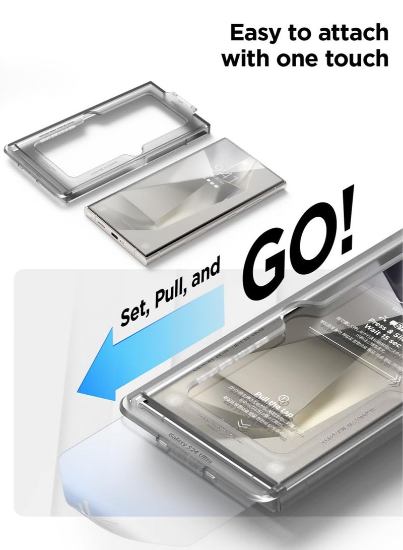 Elago Samsung Galaxy S24 ULTRA Tempered Glass Screen Protector 9H Shatter Proof with Pull-N-Go Easy Install Tray - Image 2
