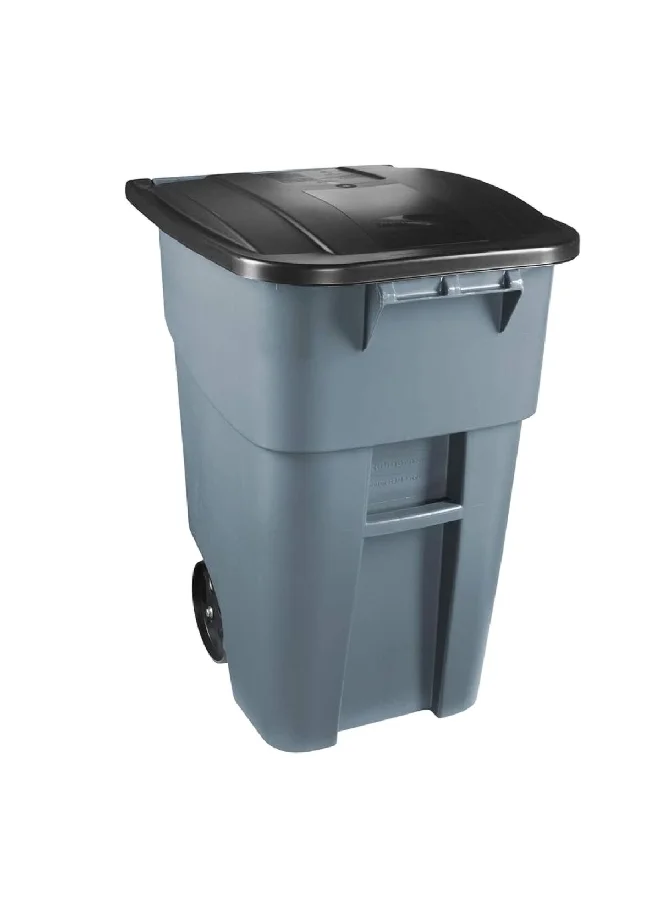 Rubbermaid Brute Rollout Heavy-Duty Wheeled Trash Can Grey and Black 50 Gal FG9W2700GRAY